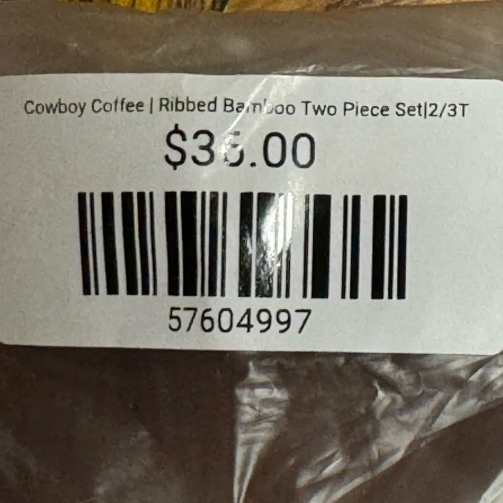 NWT Bamboo Ribbed Two Piece Long Sleeve Set Cowboy Coffee 2/3T